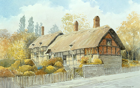 Anne Hathaway's Cottage - a watercolour by John Davis